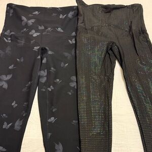 SPANX Black and Gray Patterned Leggings Set